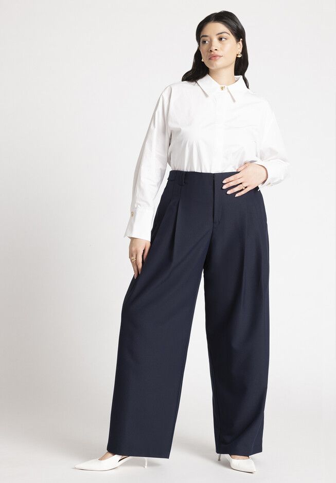 Trouser With Waistband Tabs | Eloquii