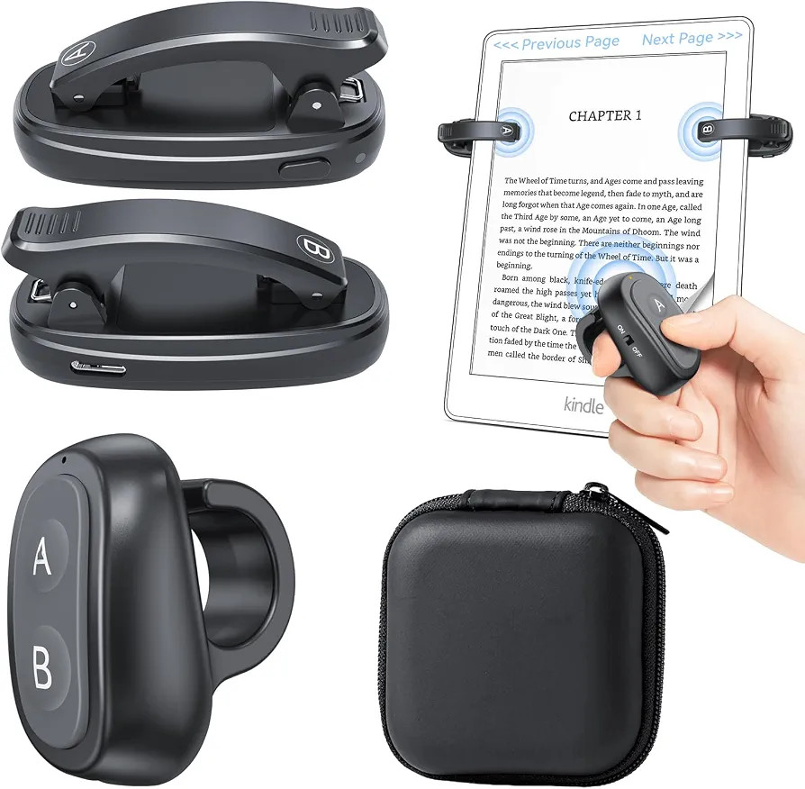 [2 Clips] Finger Ring Kindle Page Turner Remote Control for Paperwhite: Rechargeable Wireless Cli... | Amazon (US)