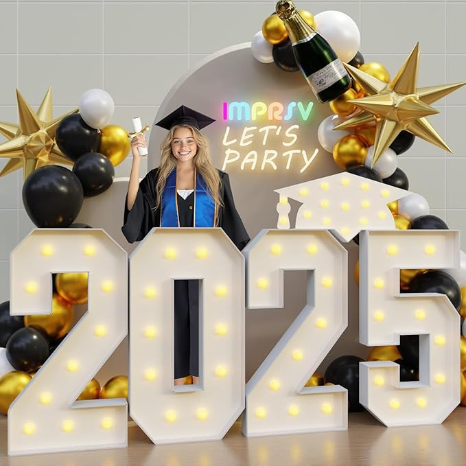 imprsv Graduation Decorations Class of 2025, 4FT 2025 Marquee Numbers for Graduation Party Decor | Amazon (US)