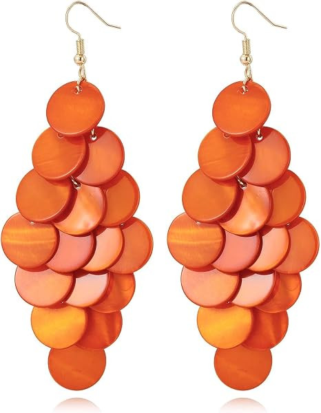 Chandelier Dangle Earrings for Women Layered Colorful Shell Drop Earrings Lightweight Statement J... | Amazon (US)