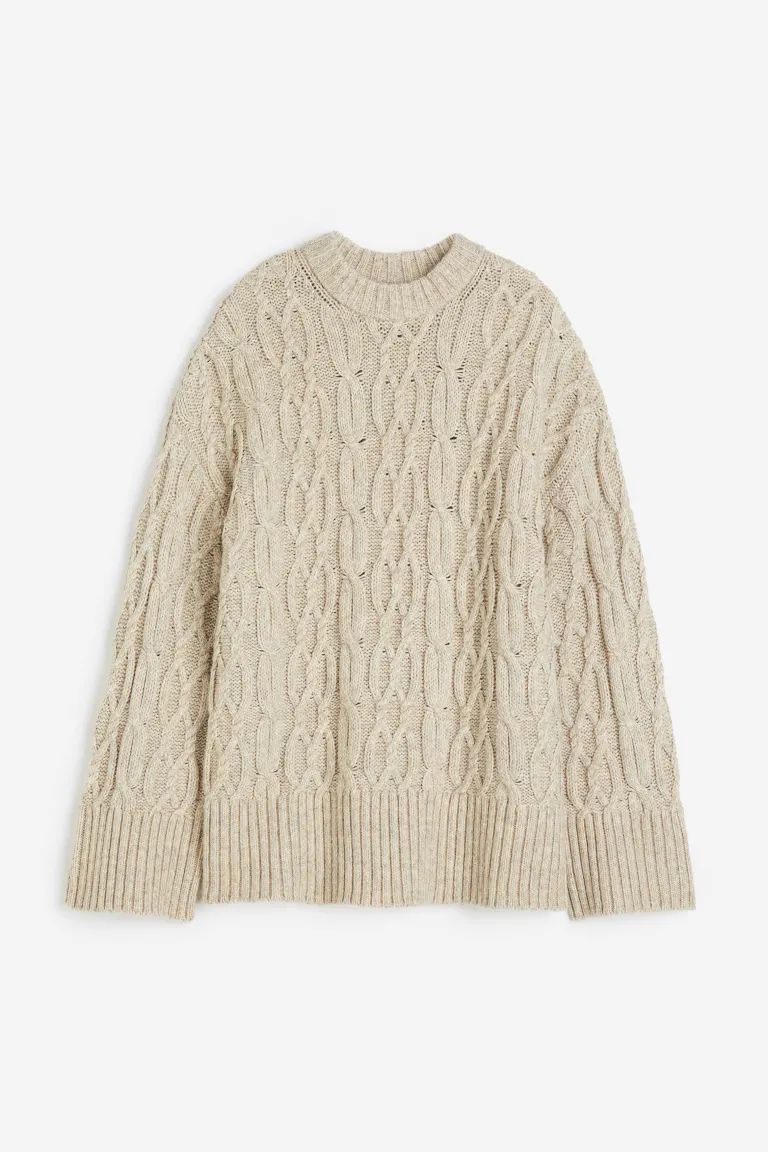 Cable-knit Sweater - Light beige - Ladies | H&M US | H&M (US + CA)