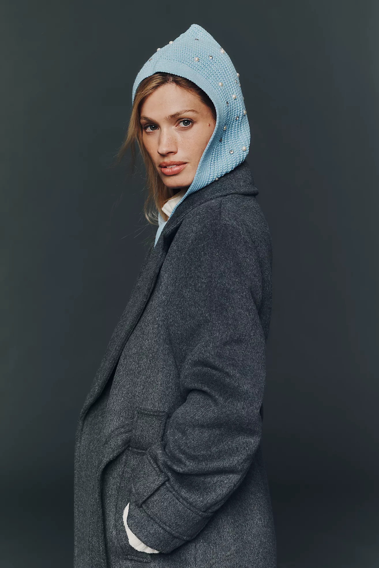 Flat White Rhinestone Embellished Knit Bonnet | Anthropologie (US)