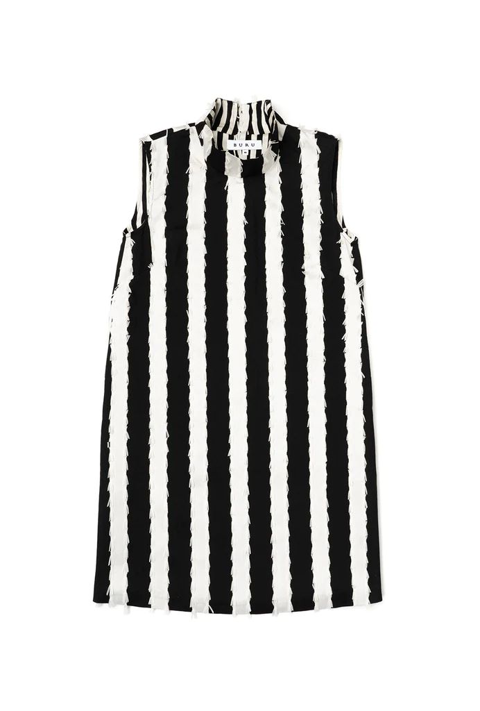 Sleeveless Mod Dress - Black & White Bow Stripe | Shop BURU