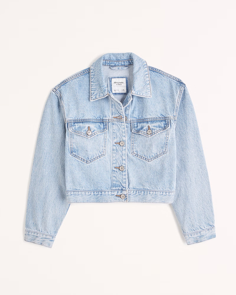 Cropped Drapey Denim Jacket | Abercrombie & Fitch (US)