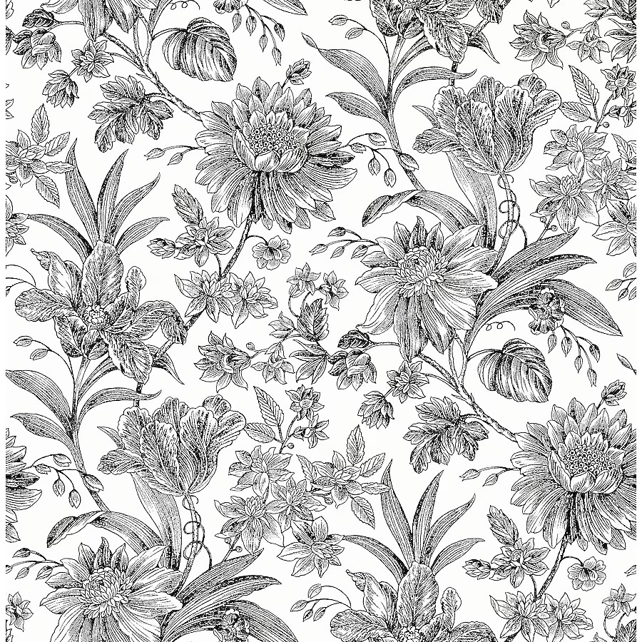 allen + roth 30.75-sq ft Black Vinyl Floral Self-adhesive Peel and Stick Wallpaper | Lowe's