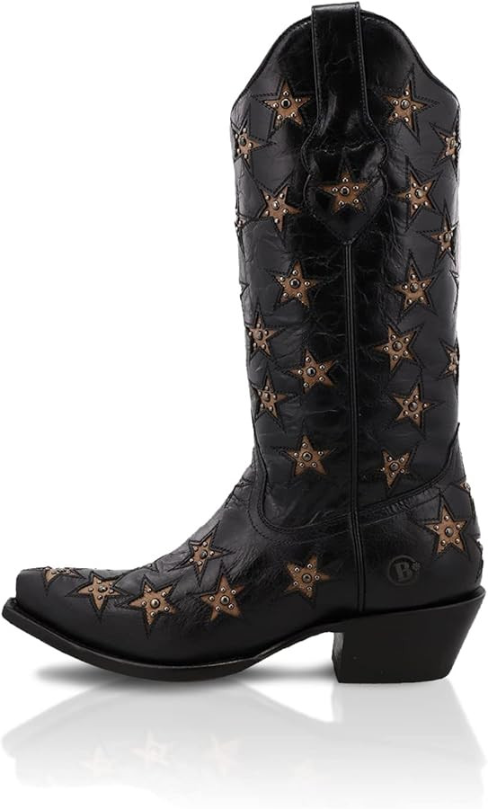 BLACK STAR Marfa Boots - Women's Inlay Western Boots Handcrafted with Full-Grain Leather Upper wi... | Amazon (US)