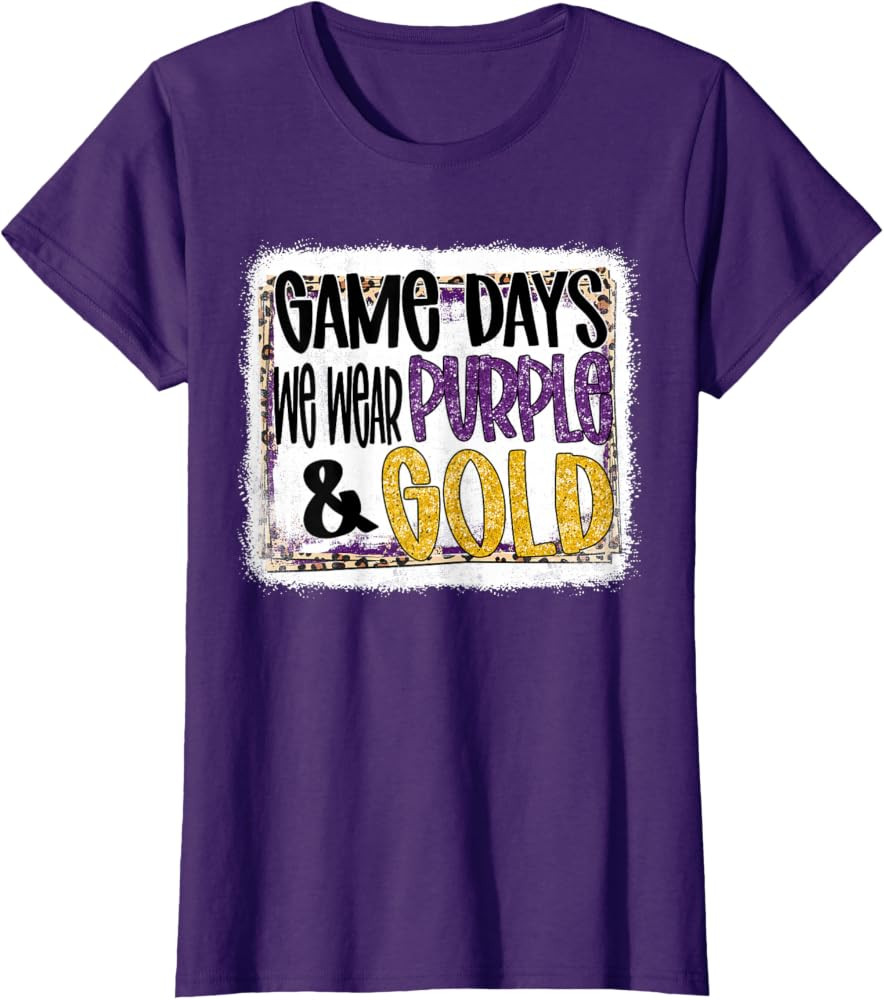 On Gameday Football We Wear Purple and Gold School Spirit T-Shirt | Amazon (US)