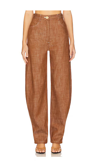High-Waist Barrel Wide Leg in Brown Denim | Revolve Clothing (Global)