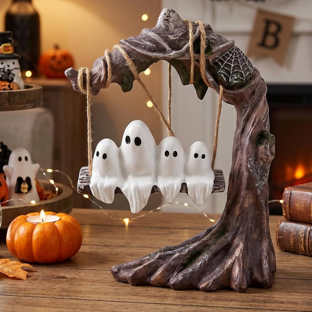 Leinuosen Swinging Ghost Halloween Figurine Tree Centerpiece Tiered Tray | Amazon (US)