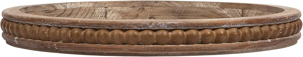 Whitewashed Round Decorative Wood Tray | Amazon (US)