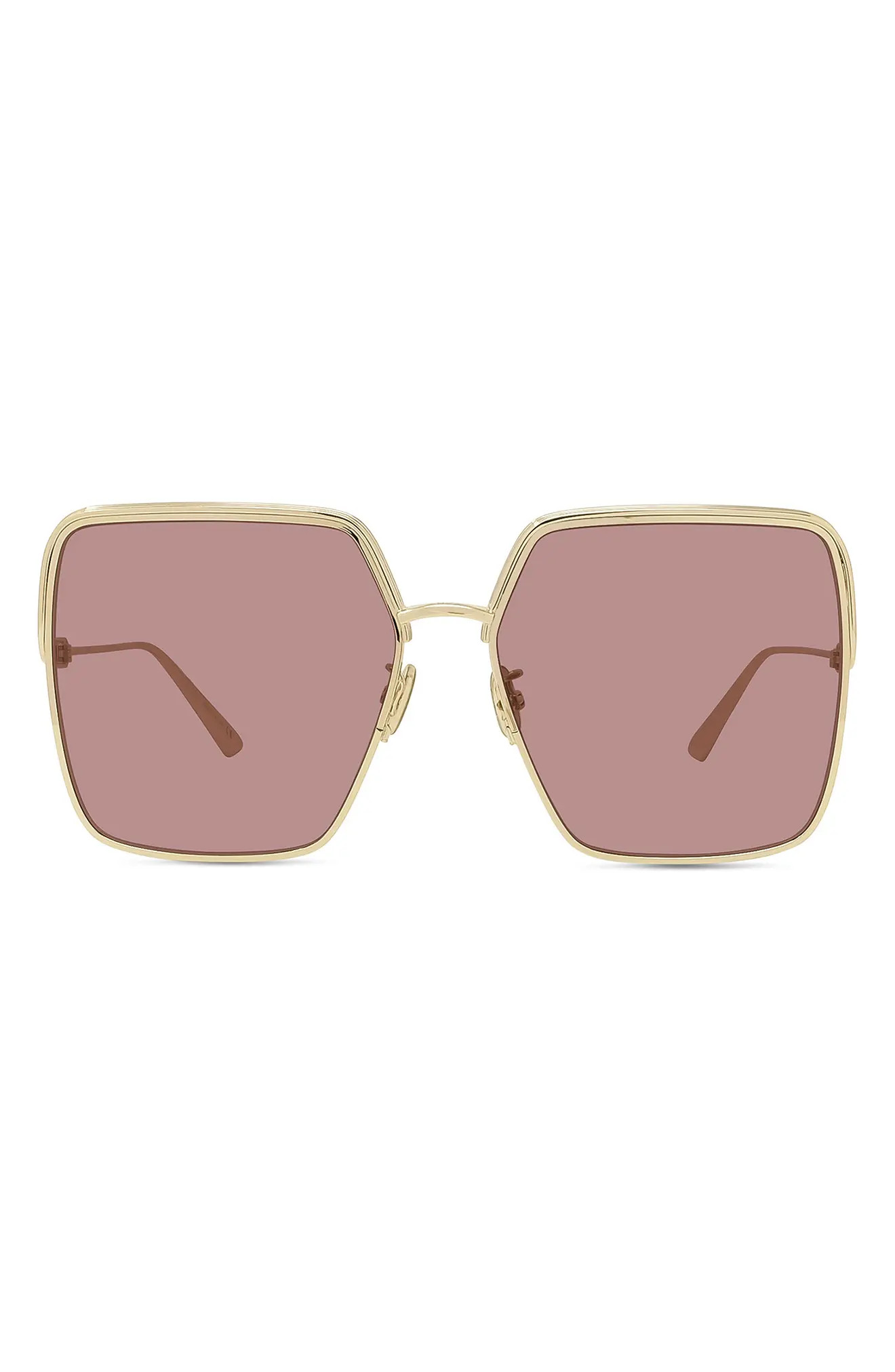 Women's Dior Everdior 60mm Square Sunglasses - Gold/ Violet | Nordstrom