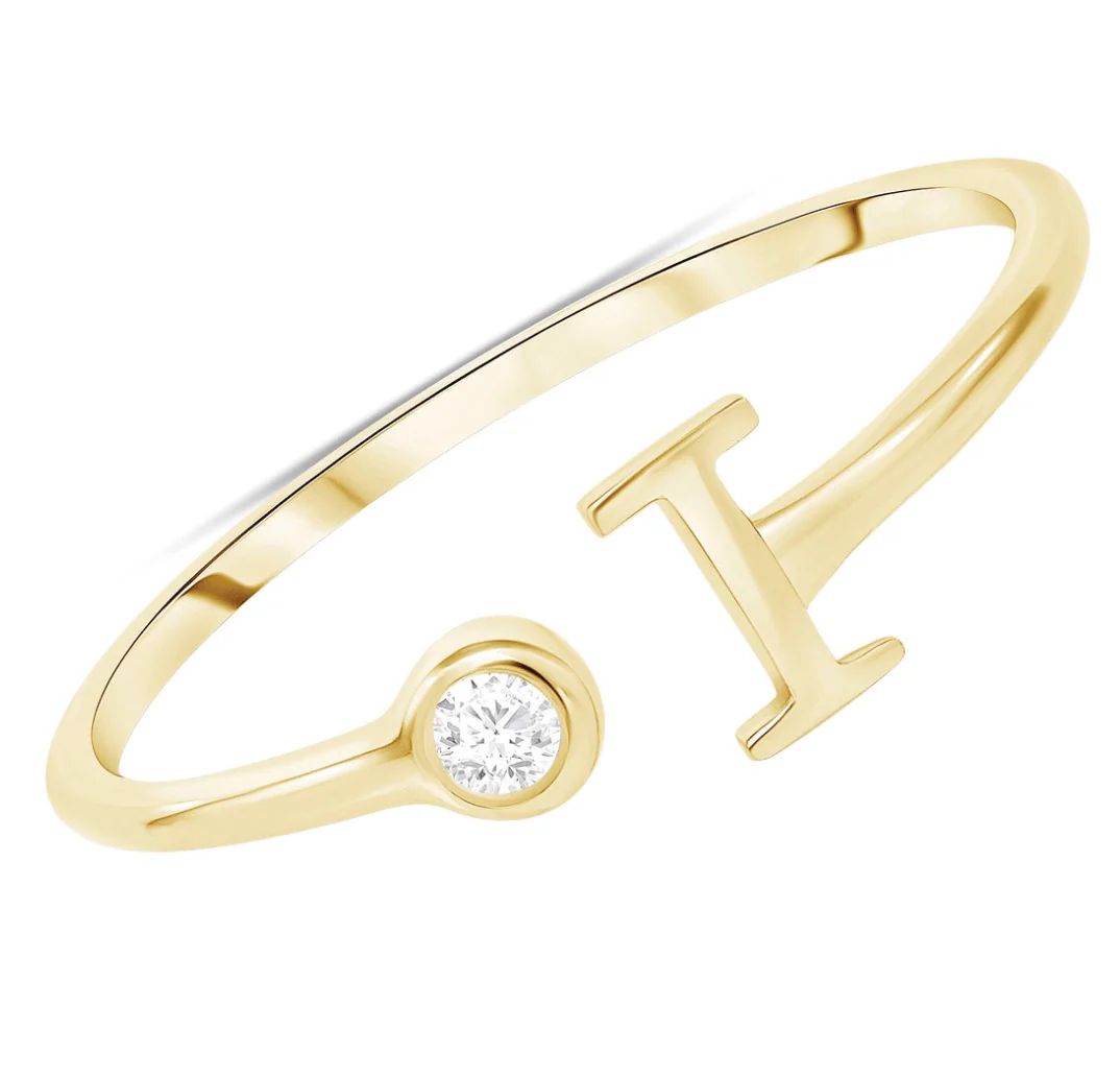 Initial Ring with Single Diamond | Happy Jewelers