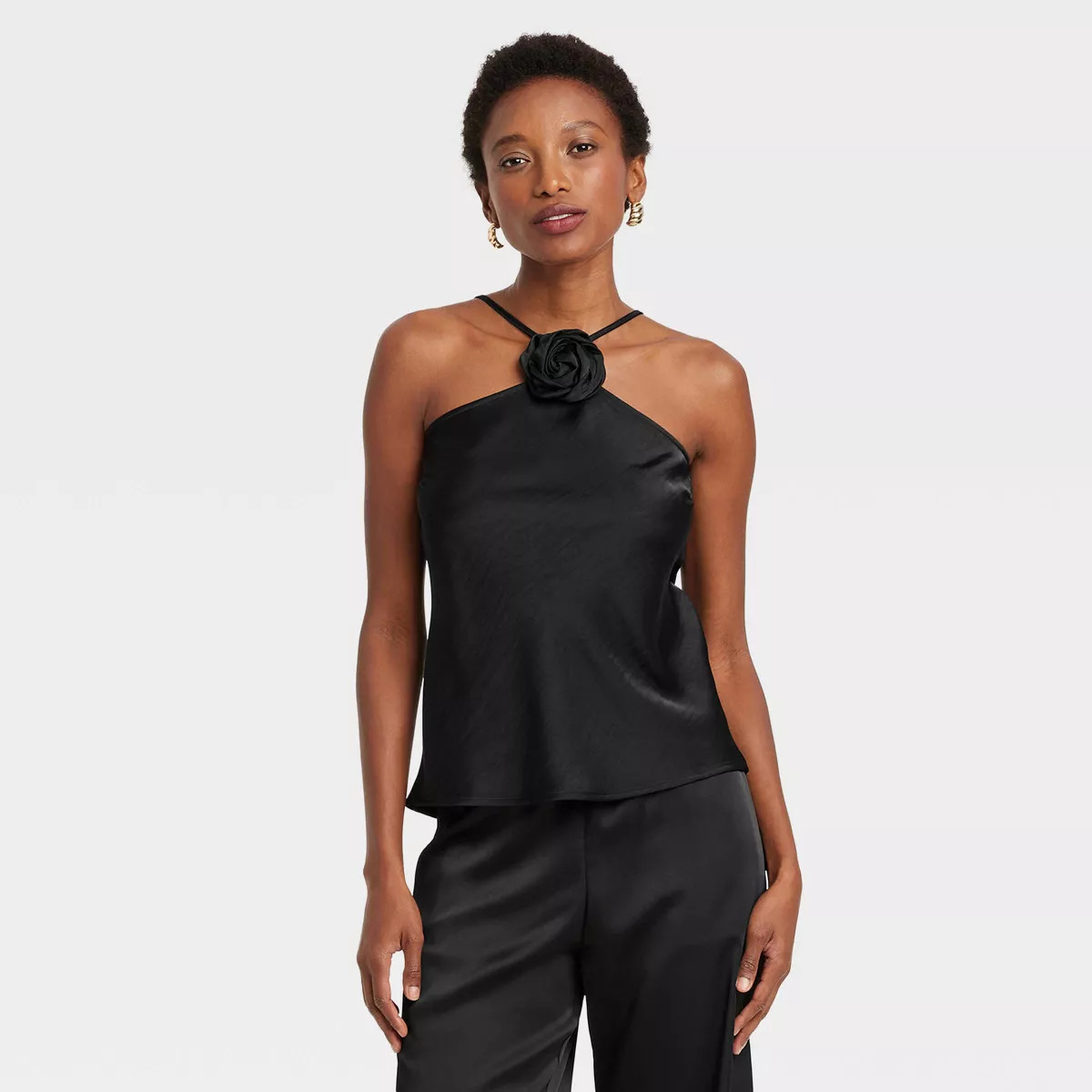 Women's Satin Removable Rosette Halter Top - A New Day™ | Target