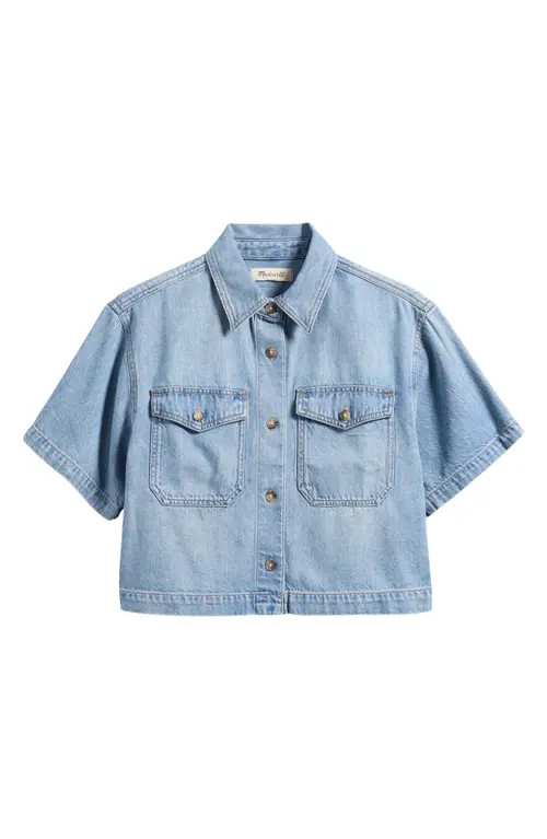 Madewell Boxy Crop Button-Up Shirt in Hallstead Wash at Nordstrom, Size Small | Nordstrom