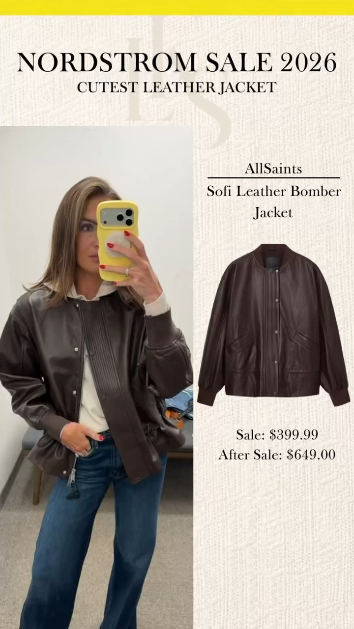 This AllSaints leather bomber jacket is worth every penny!! The Nsale is the perfect time to grab it!

#LTKootd #LTKSaleAlert #LTKSeasonal