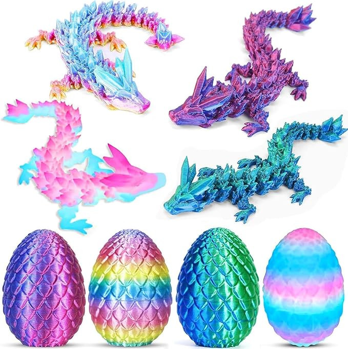 Ivrmtal 4PCS 3D Printed Dragon Eggs with Dragon Inside, Prefilled Easter Eggs with Toys for Kids ... | Amazon (US)