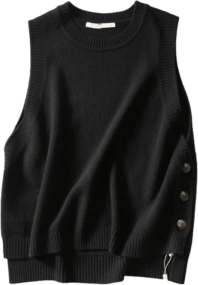 HangNiFang Women's Round Neck Sleeveless Pullover Ribbed Knit Sweater Vest Top | Amazon (US)