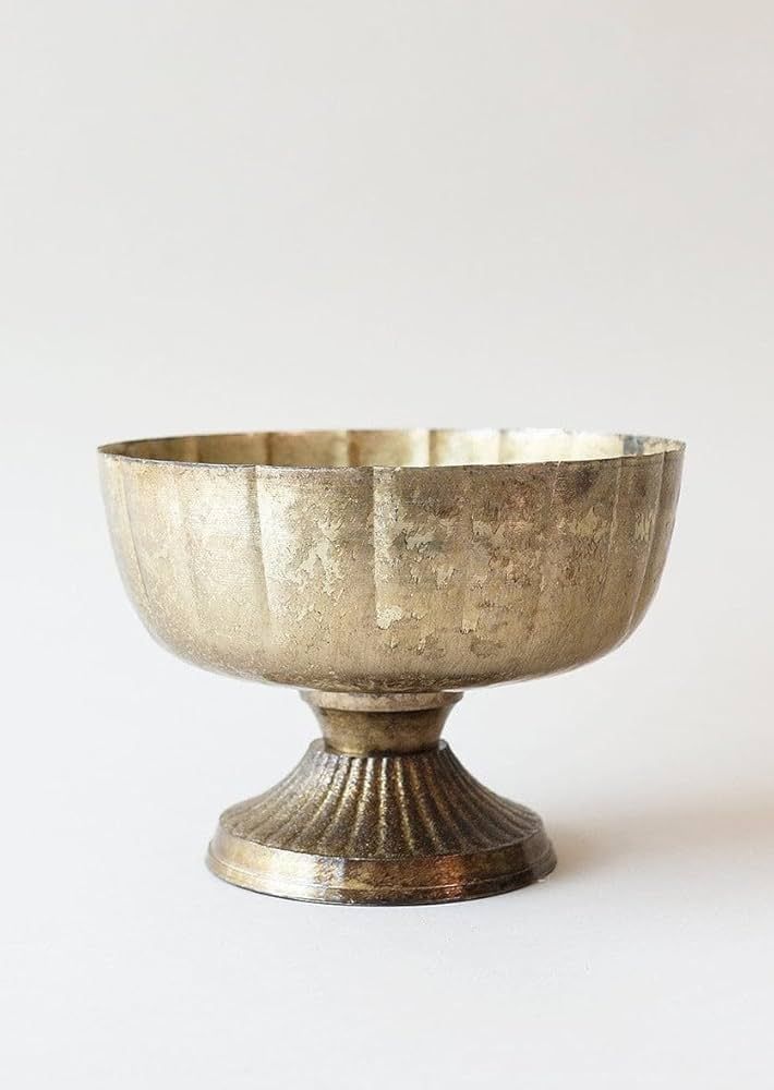 Afloral Distressed Gold Metal Compote Bowl - 8" Wide | Amazon (US)