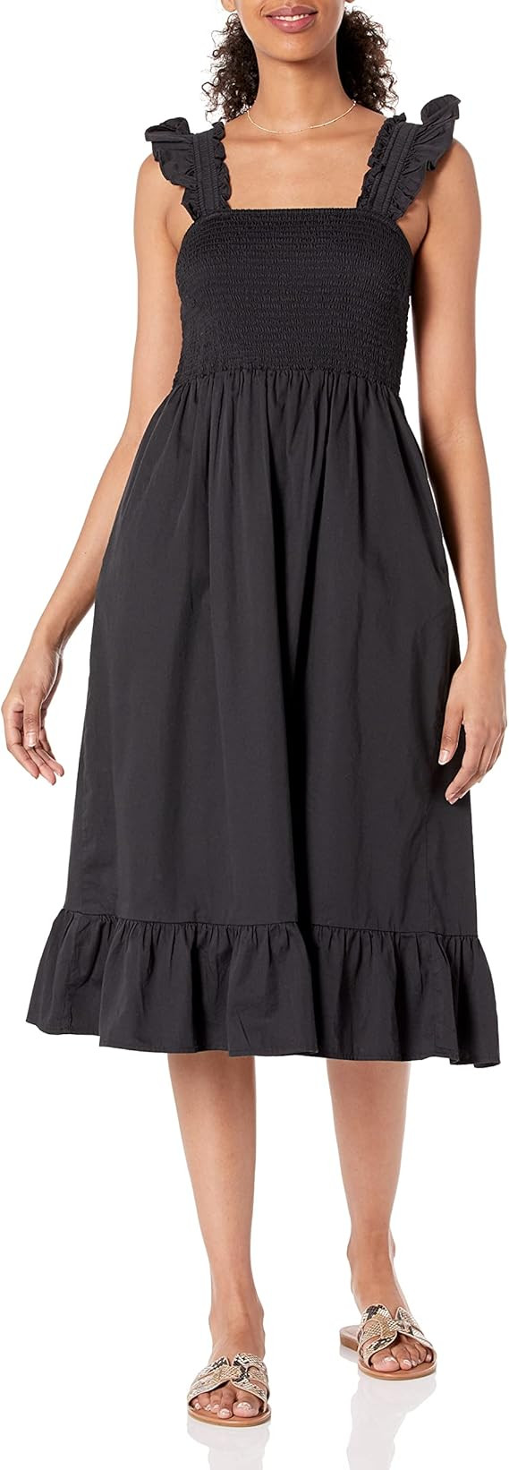 The Drop Women's Kimi Ruffled-Shoulder Smocked Midi Dress | Amazon (US)