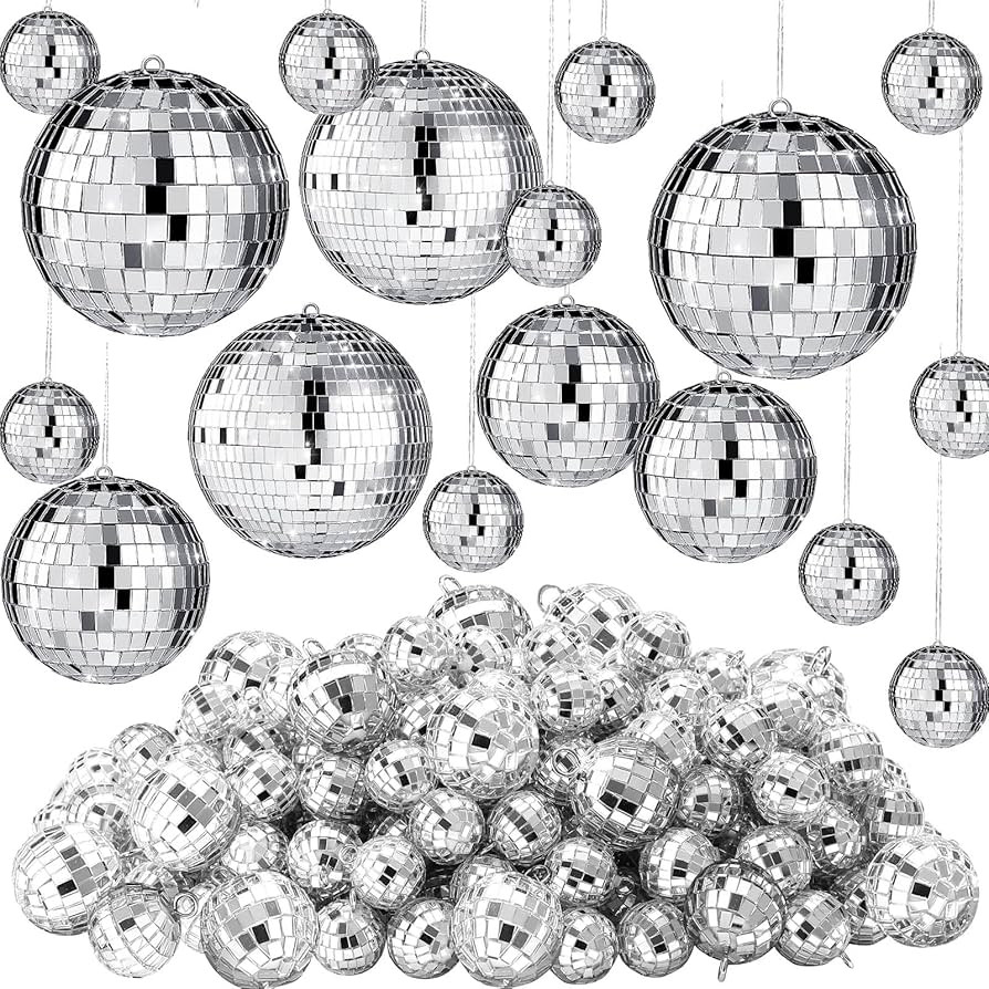 65 Pcs Christmas Disco Balls Decoration Mirror Disco Ball Ornament for Xmas Tree Assorted Size Ha... | Amazon (US)