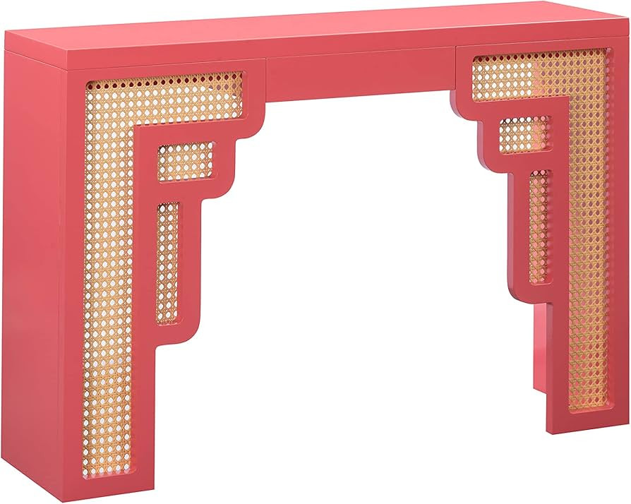 Tov Furniture Suzie Coral Pink & Rattan Console Table | Amazon (US)