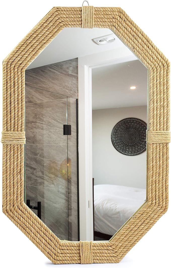 Nagina International Large Nautical Jute Mirror for Bathroom | Nautical Roped Wall Mirror Home De... | Amazon (US)