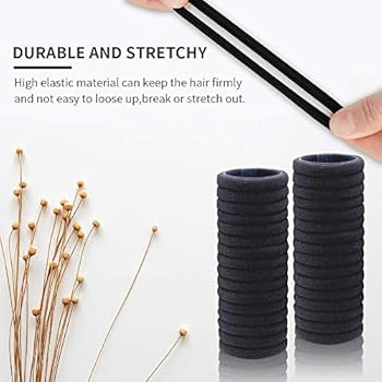Amazon.com : 100PCS Black Hair Ties for Women Girls, Seamless Thick Black Hair Band, Elastic Hair... | Amazon (US)