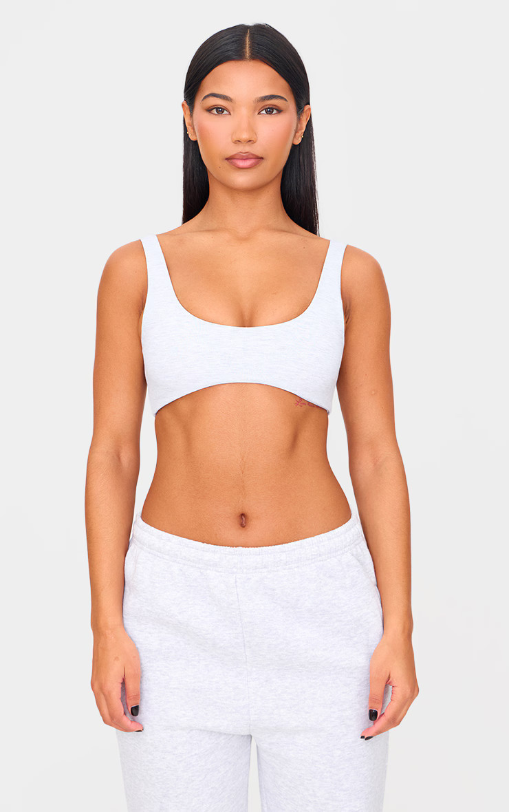 Ash Grey Sculpt Double Layer Padded Sports Bra | PrettyLittleThing US