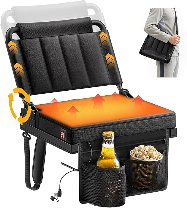 Heated Stadium Seats with Back Support for Bleacher, Portable 5-Angle and Adjustable Height Thick... | Amazon (US)