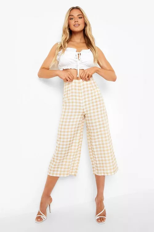 Gingham Clean Cut Woven Culotte | Boohoo.com (US & CA)