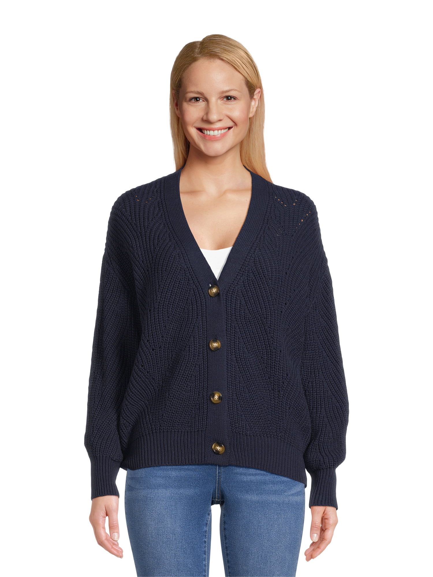 Time and Tru Women's Boyfriend Cardigan, Sizes XS-XXXL | Walmart (US)