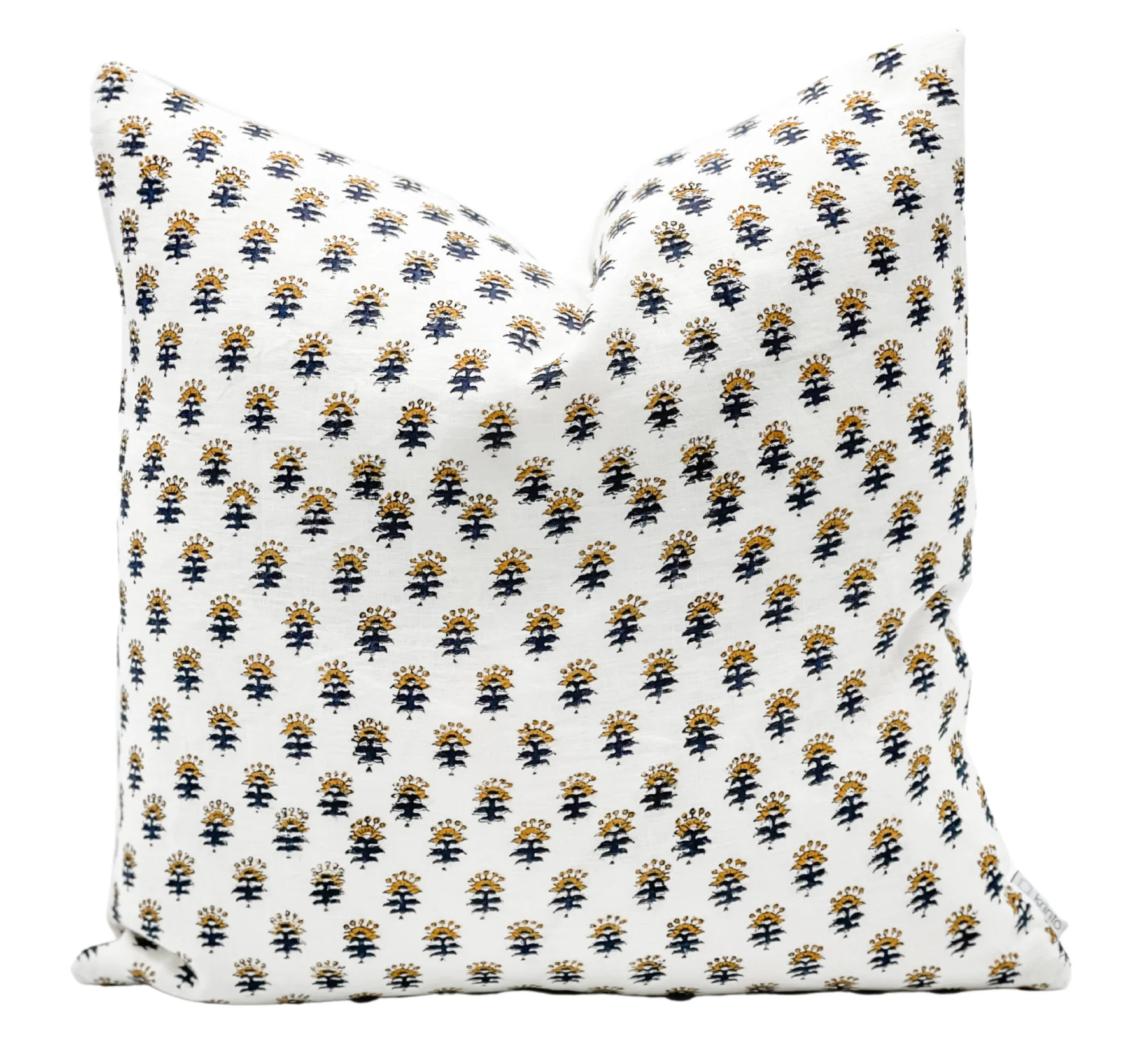 Arvin in Mustard Saffron and Navy Blue Pillow Cover | Krinto