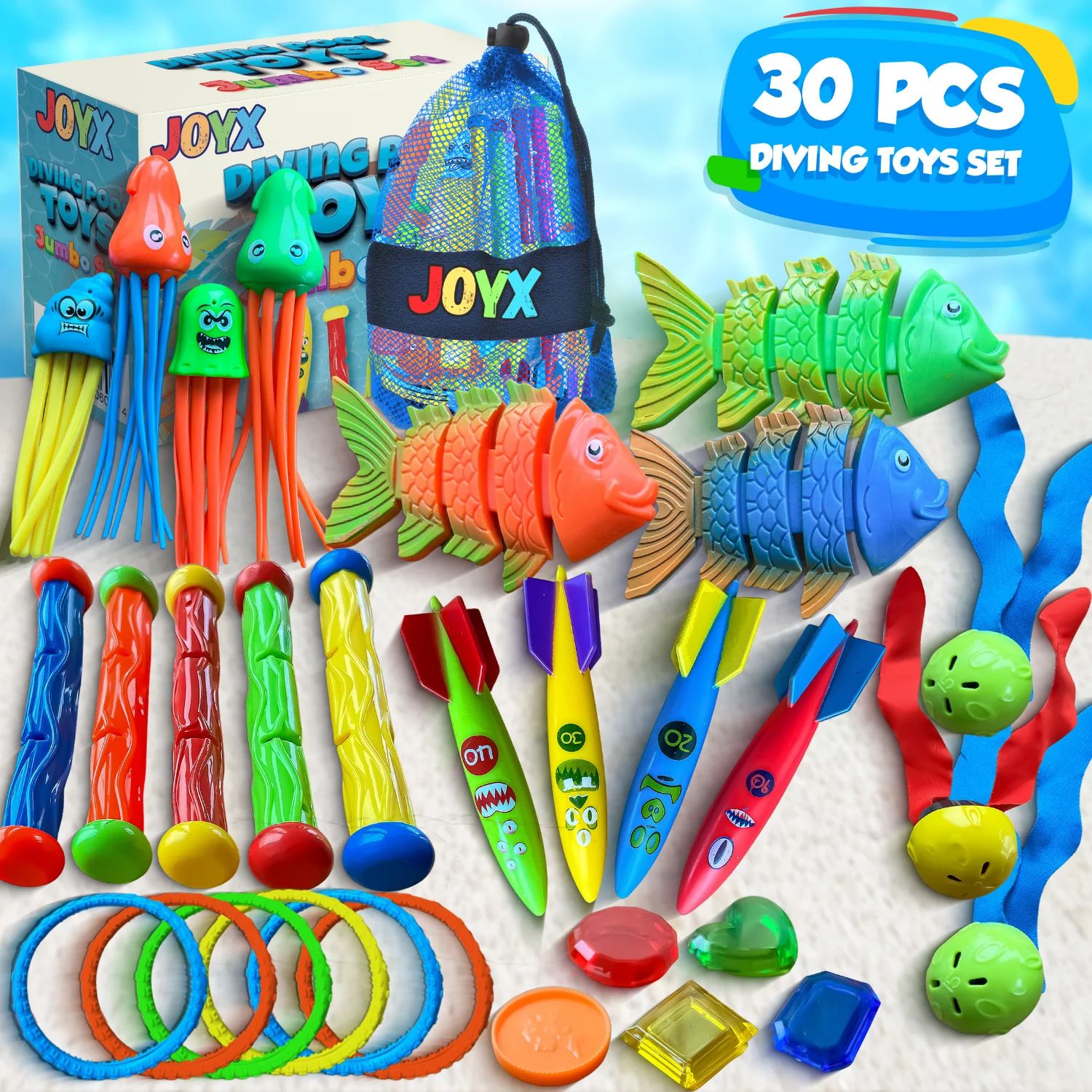 30 Pcs Pool Toy Set with Storage Bag & Water Toys Swim Learning & Diving Skill Development for Ki... | Walmart (US)