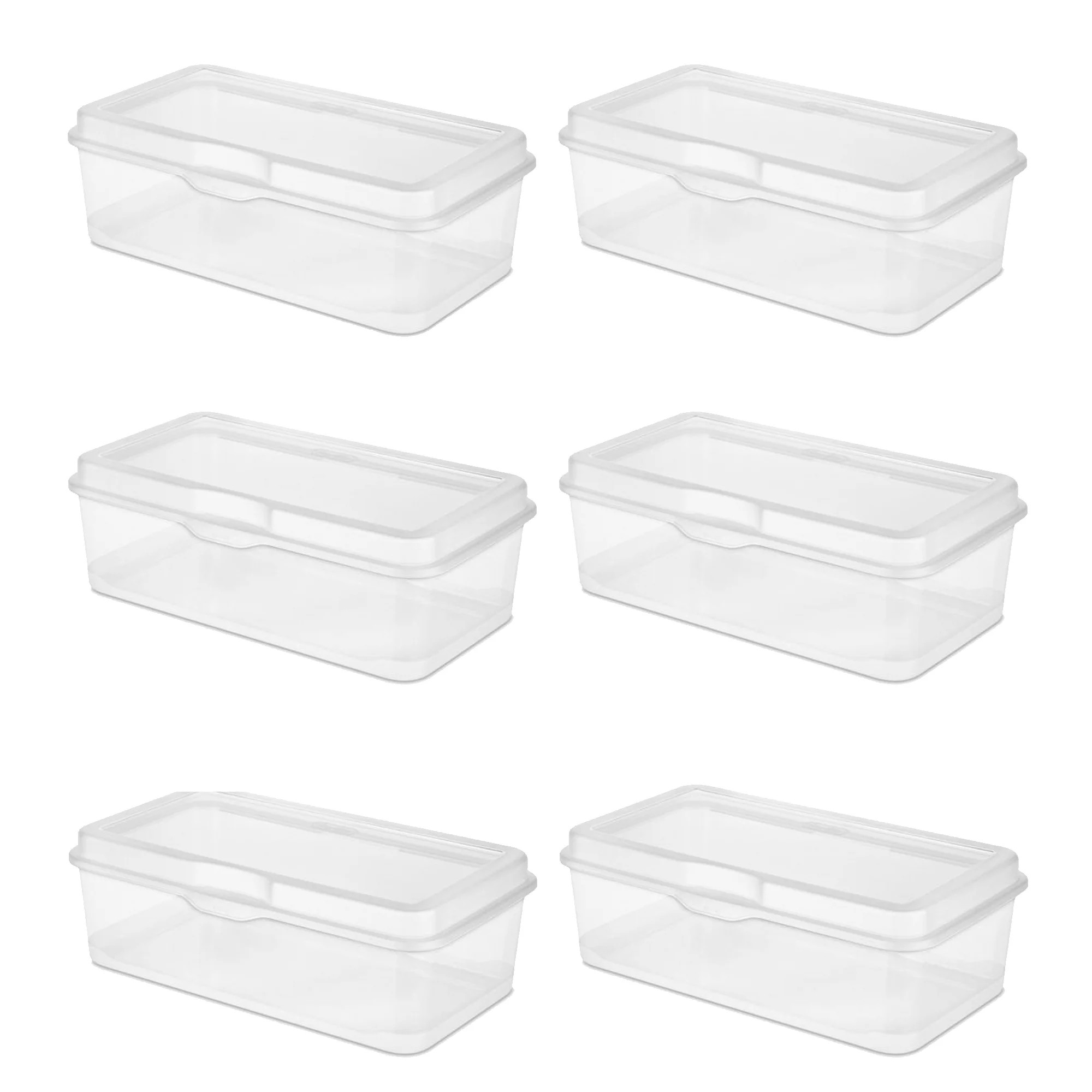 Sterilite Plastic FlipTop Latching Storage Box Container, Clear, 6 Pack | Walmart (US)