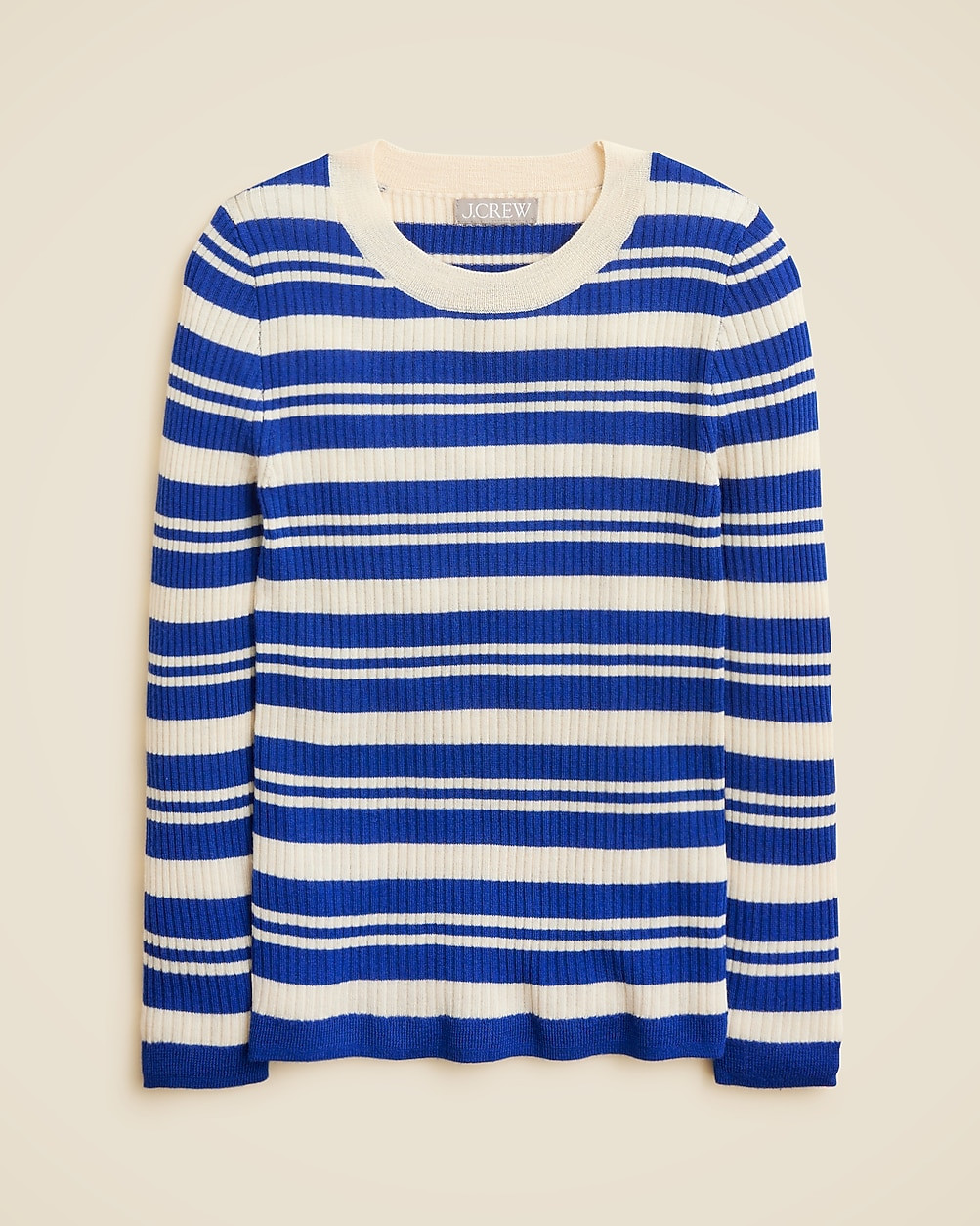 Carolyn three-quarter sleeve sweater in striped merino wool | J. Crew US
