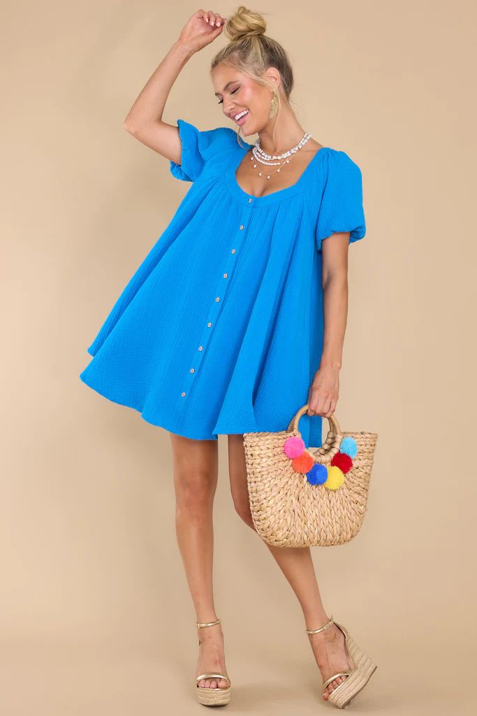 Talk About Charm Blue Gauze Dress | Red Dress 