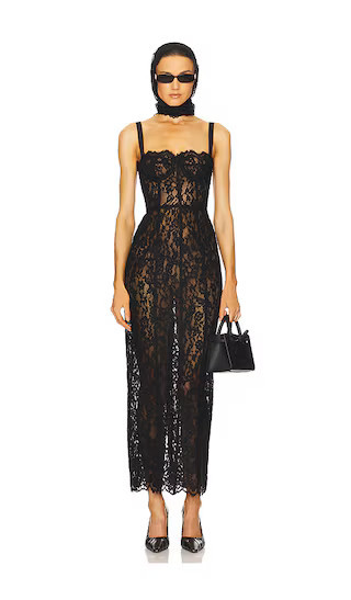 Helsa The Lace Column Dress in Black. - size S | Revolve Clothing (Global)