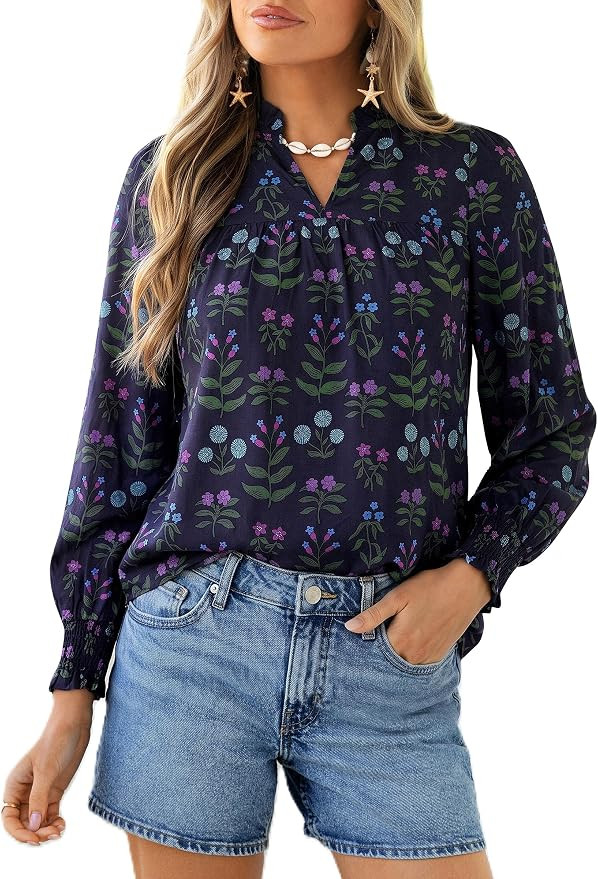 PRETTYGARDEN Women's Boho Floral Blouses Dressy Casual | Amazon (US)