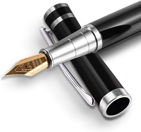 BEILUNER Luxury Fountain Pen Set - Solid 24K Gilded Fine Nib-Stainless Steel Body - Includes 6 In... | Amazon (US)