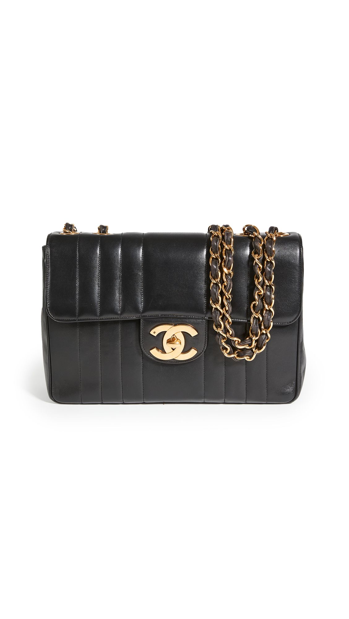 What Goes Around Comes Around Chanel Black Lambskin Vertical Flap Jumbo Bag | Shopbop
