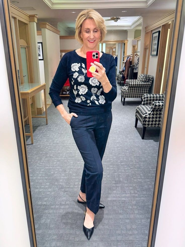 Some days call for comfort, but I still want to feel pulled together. This embroidered sweatshirt from Talbots with twill pants and pointed slingback ballet flats is my sweet spot — relaxed, polished, and easy enough for real life. Proof that cozy can still look chic.

#LTKSeasonal #LTKOver40 #LTKootd