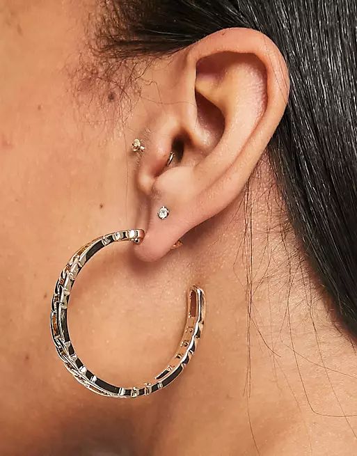 ALDO Legalerith hammered hoop earrings in gold | ASOS (Global)