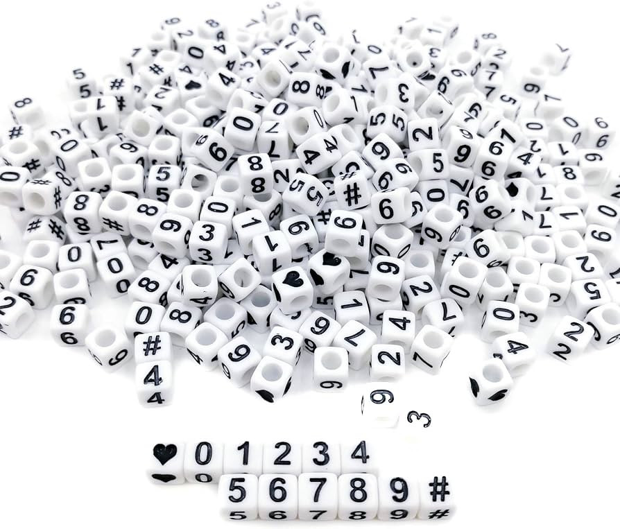 Amaney 400pcs Number Beads Square White Acrylic 6x6mm Mixed Number Beads Acrylic Plastic Cube Sha... | Amazon (US)