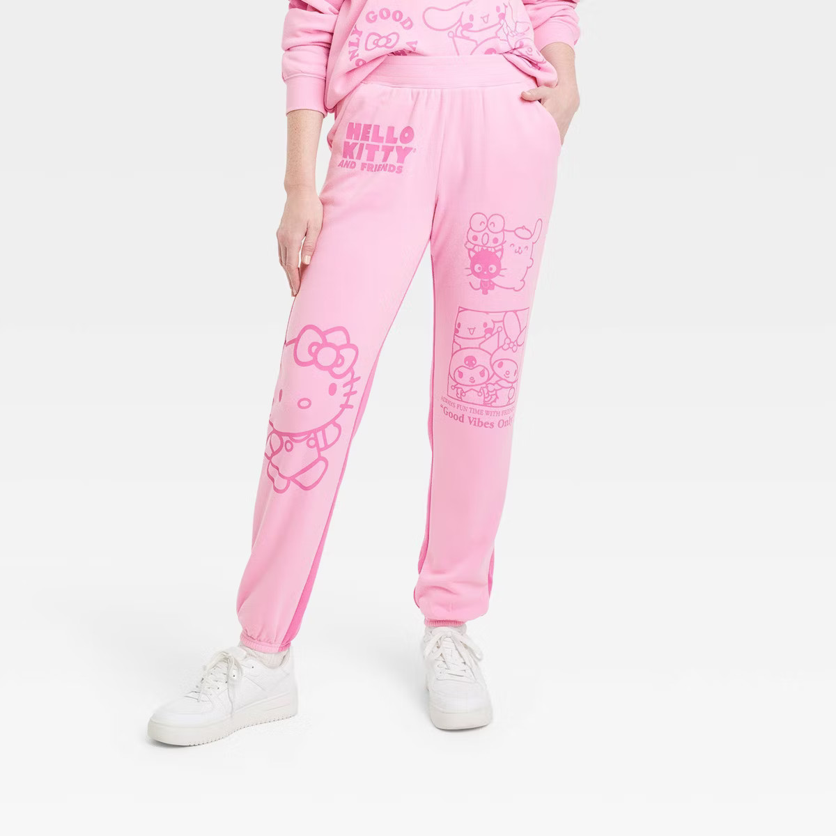 Women's Sanrio Hello Kitty Two-Tone Graphic Jogger Pants - Pink | Target