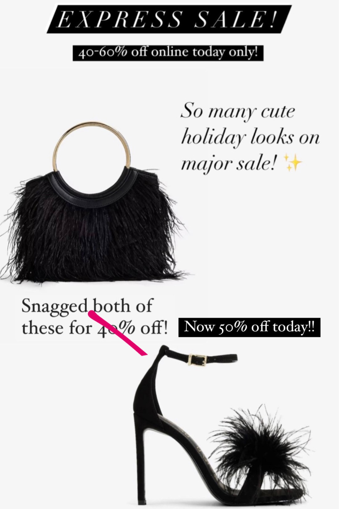 Express Sale! So many holiday looks 40-60% off online today only! Snagged a couple handbags, sequin joggers I’ve had my eye on and these fun heels for my upcoming birthday and holiday events! Linked some other fun holiday looks too! Christmas outfits, holiday outfit, holiday parties, #LaidbackLuxeLife

Follow me for more fashion finds, beauty faves, and lifestyle, home decor, sales and more! So glad you’re here!! XO, Karma

#LTKparties #LTKHoliday #LTKsalealert