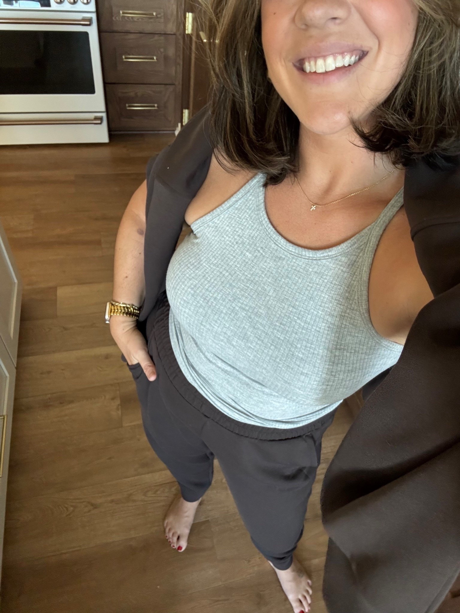 50% off my set! It's 70 degrees today! Here's my cute little lounge outfit. The tank has a built in bra! Size L in all 

#LTKootd #LTKSeasonal #LTKMidsize