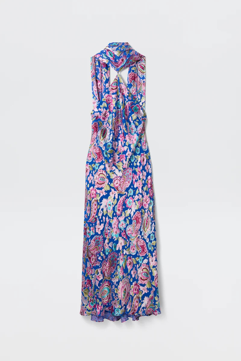 Hayley - Cara Floral Devore Blue | Rixo