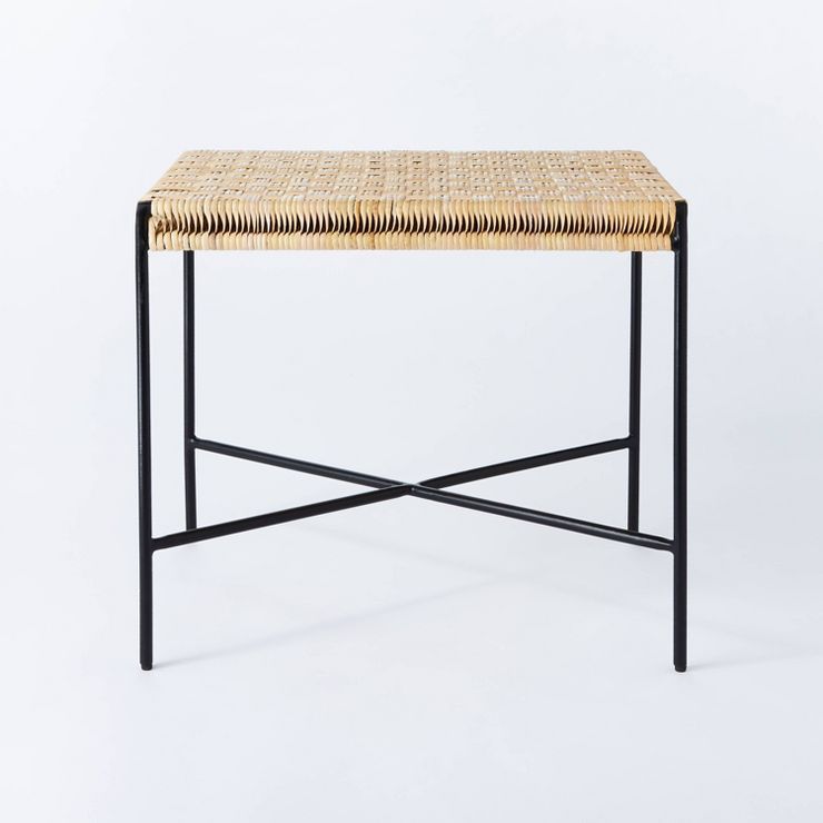 Woven Ottoman with Black Metal Legs Natural - Threshold™ designed with Studio McGee | Target