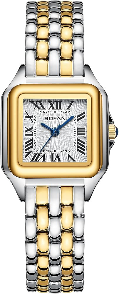 BOFAN Small Gold Watches for Women Easy Reader Ladies Quartz Wrist Watch with Stainless Steel Band,Roman Dial,Water Resistant,Bracelet Adjuster Included | Amazon (US)