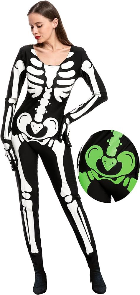 Spooktacular Creations Women Skeleton Costume with Glow Patterns for Halloween Dress Up Party | Amazon (US)